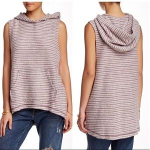 Free People Striped French Terry Sleeveless Hoodie